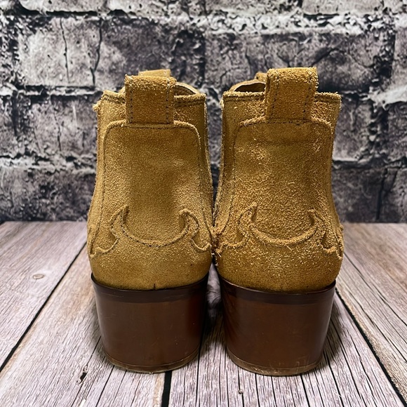 Zara Block Heel Leather Cowboy Ankle Boots Size 37 - Picture 4 of 15